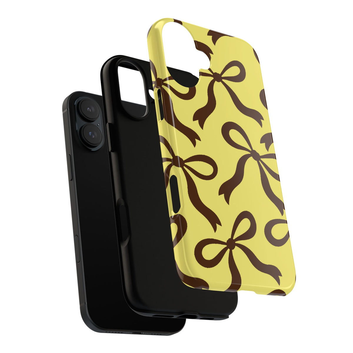 Bold Butter Yellow and Chocolate Brown Bow Pattern Phone Case - Yellow Phone Case