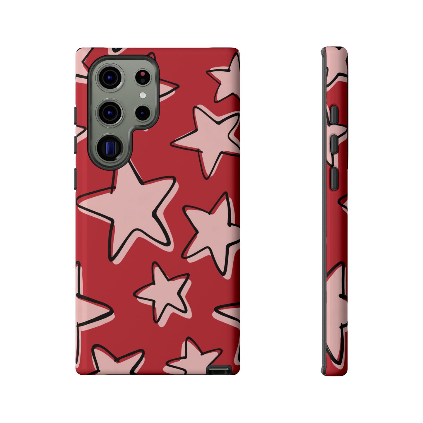 Cherry Red Doodle Star Phone Case