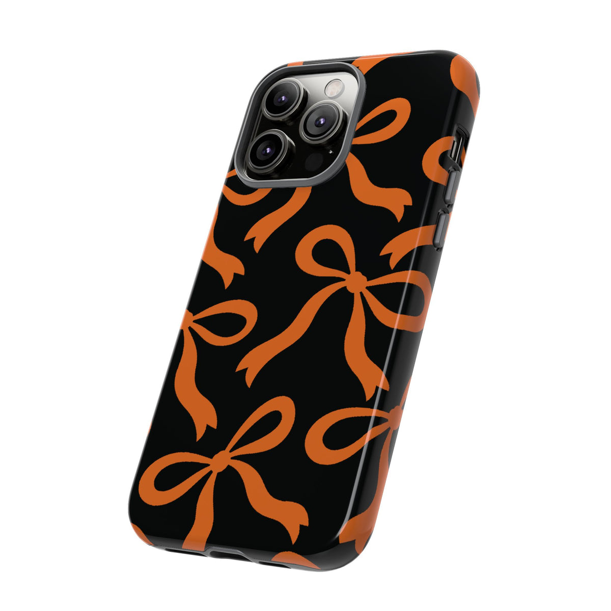 Bold Black and Burnt Orange Bow Pattern Phone Case - Black Phone Case