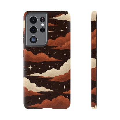Illustrated Burnt Orange Clouds & Stars Phone Case