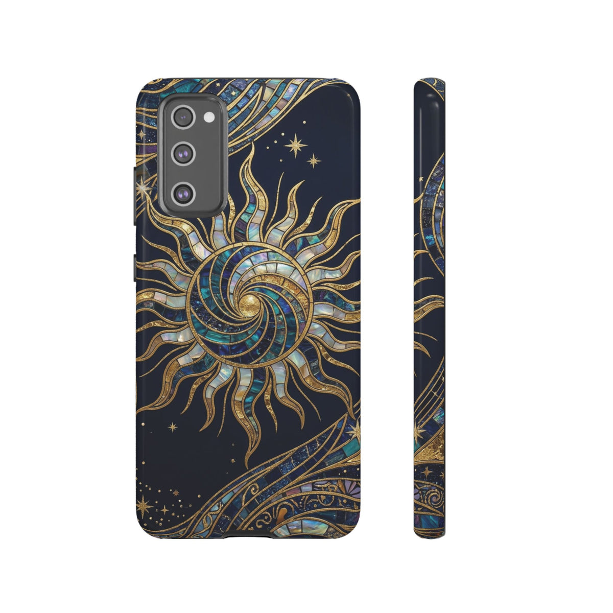 Elegant Navy & Gold Solar Spiral Phone Case