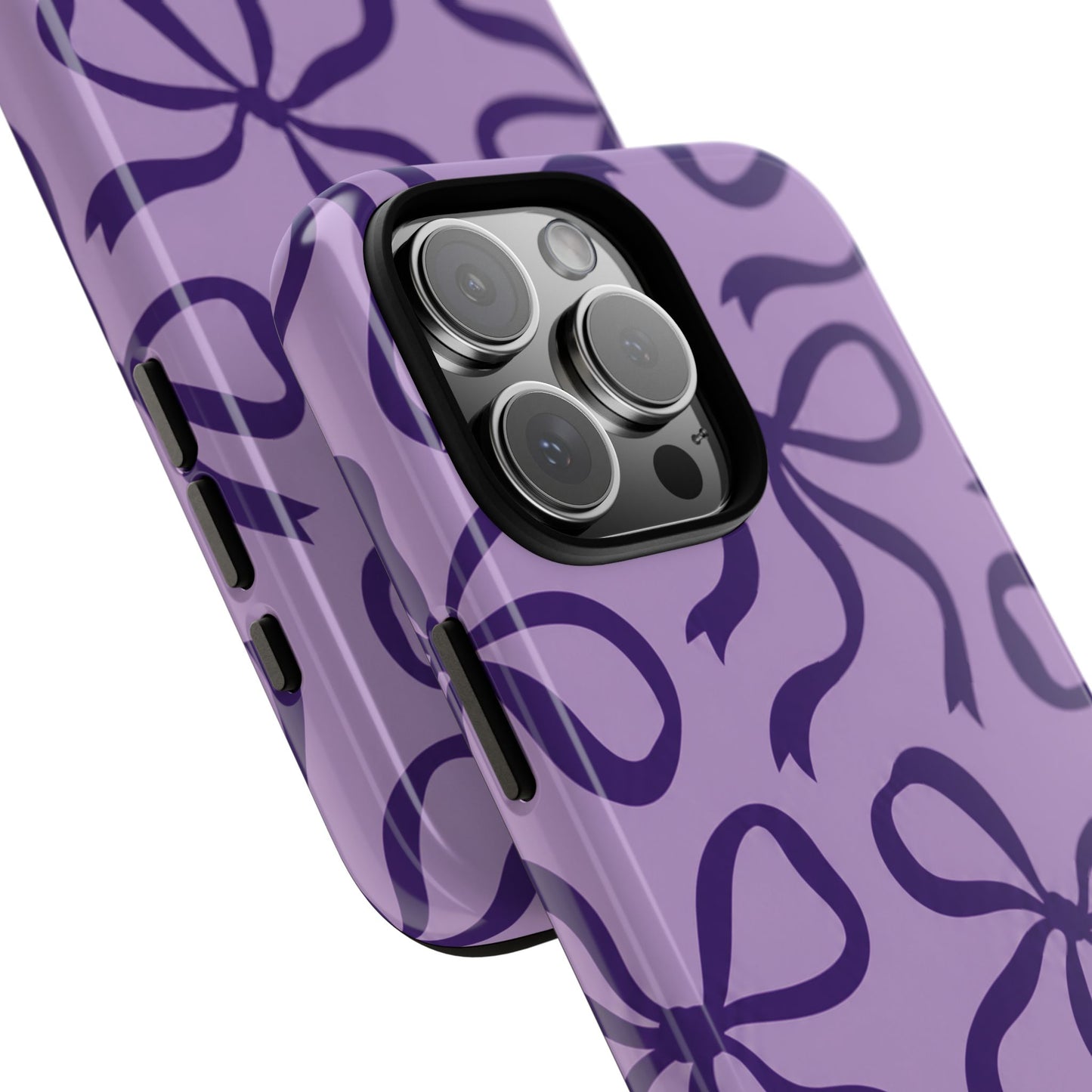 Bold Lilac and Deep Purple Bow Pattern Phone Case