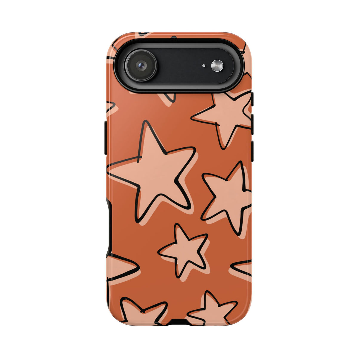 Burnt Orange Doodle Star Phone Case