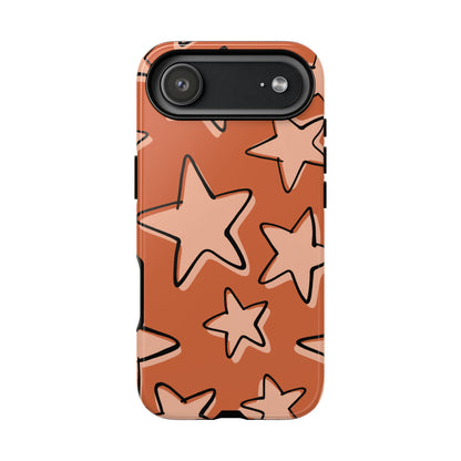 Burnt Orange Doodle Star Phone Case