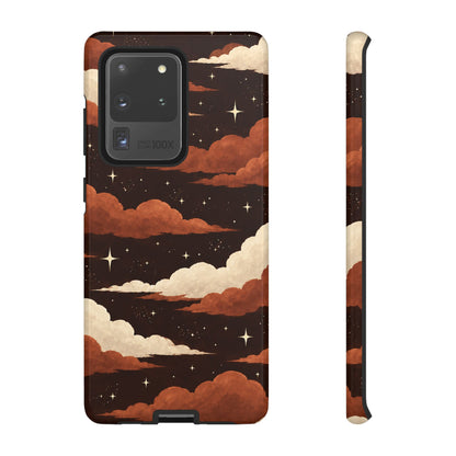 Illustrated Burnt Orange Clouds & Stars Phone Case
