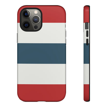 iPhone 12 Pro Max / Glossy Phone Case - Red White & Blue Horizontal Stripe Pattern Phone Case