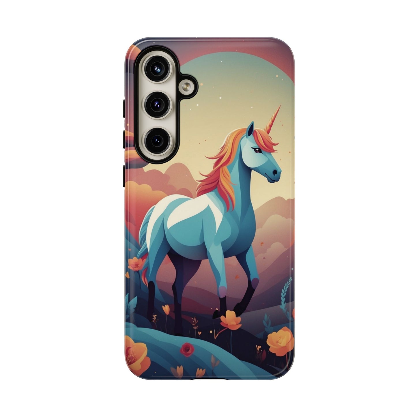 Samsung Galaxy S24 Plus / Glossy Phone Case - Stylised Unicorn Design Phone Case