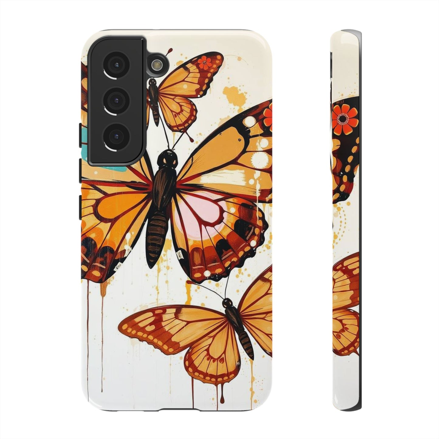 Samsung Galaxy S22 / Glossy Phone Case - Abstract Butterflies Design Phone Case