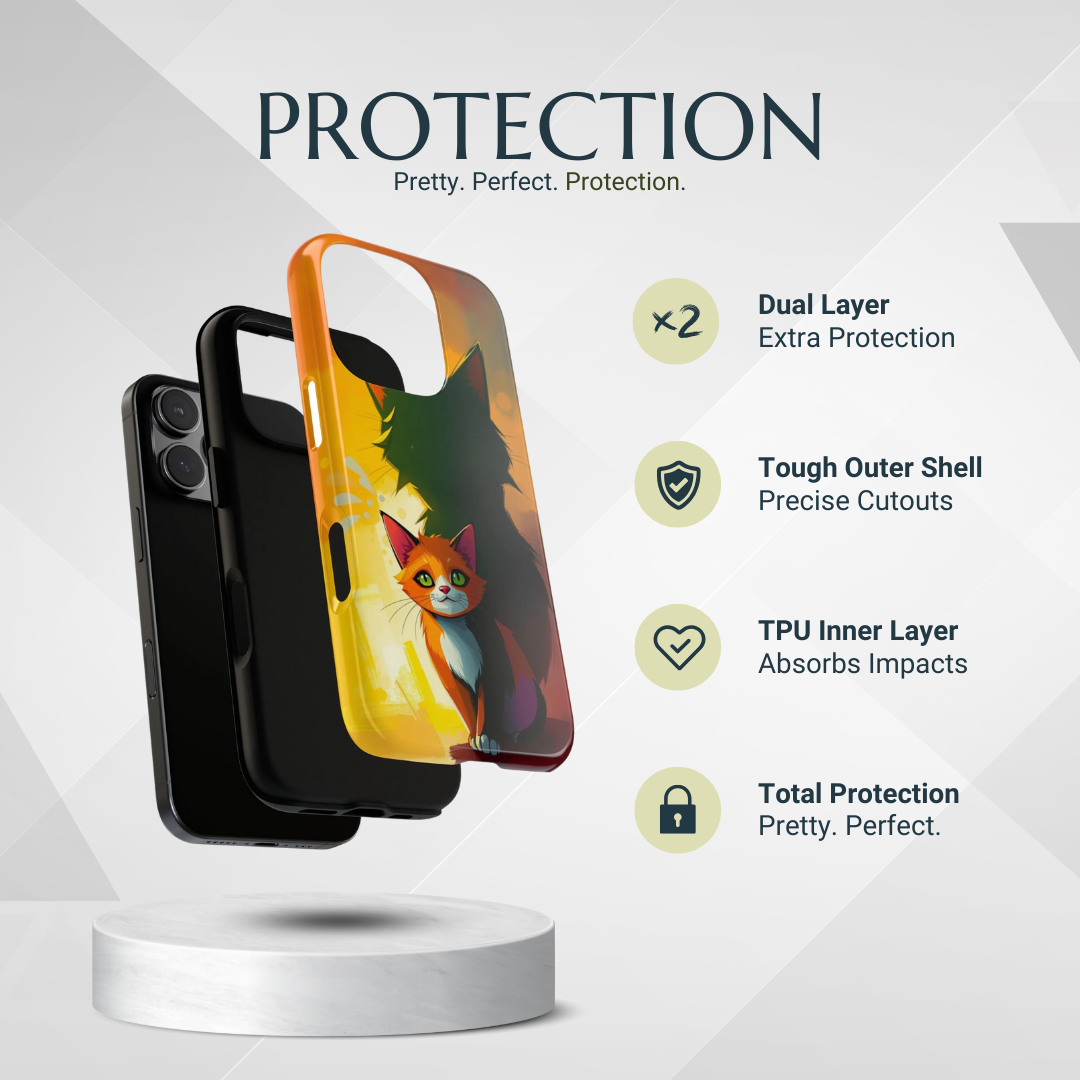 Phone Case - Acrylic Style Shadow Cat Design Phone Case