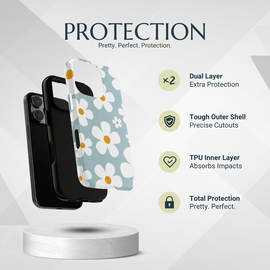 Phone Case - Cute Blue Daisy Pattern Phone Case