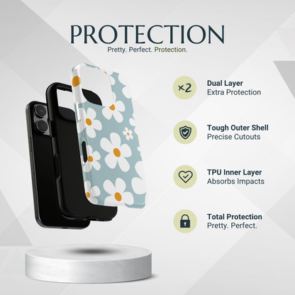 Phone Case - Cute Blue Daisy Pattern Phone Case