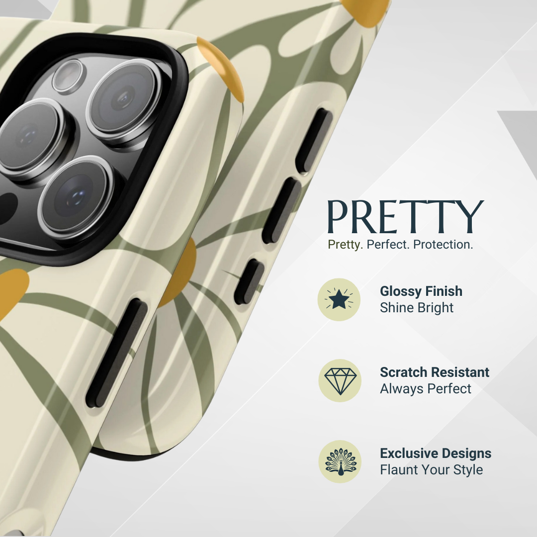 Phone Case - Retro Green Daisy Pattern #1 Phone Case