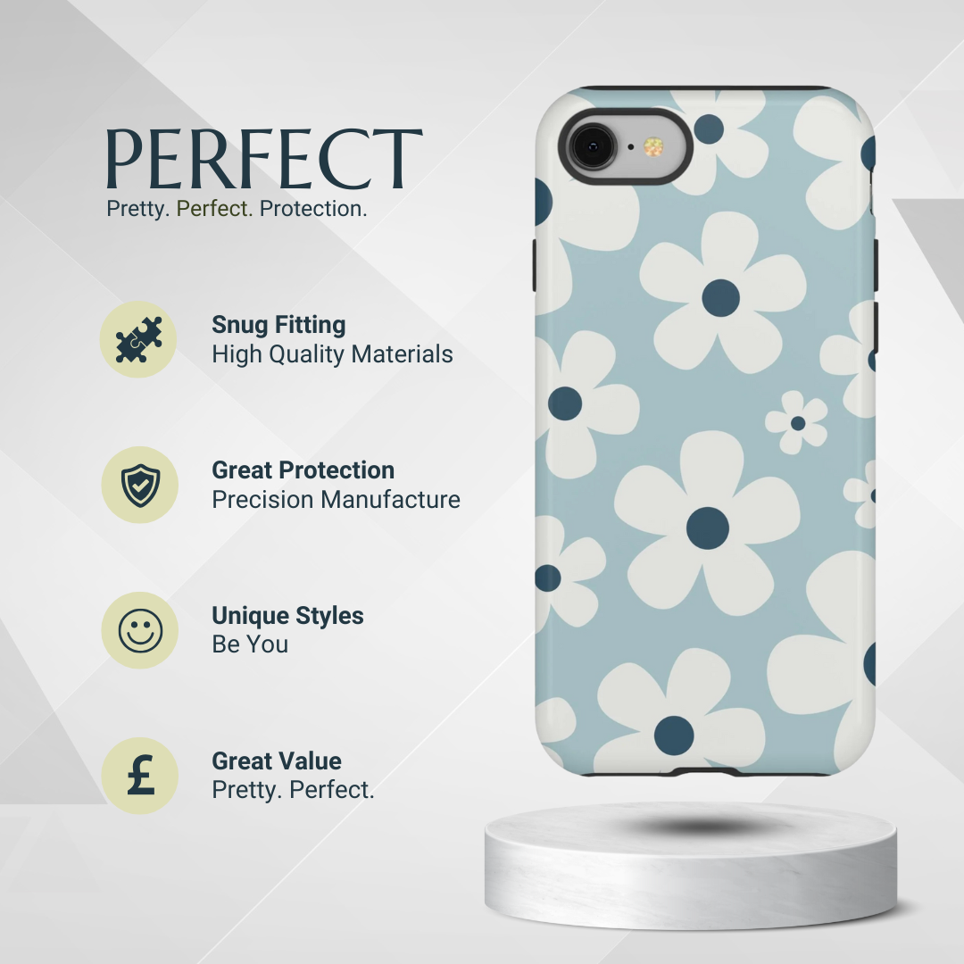 Phone Case - Cute Light Blue Daisy Pattern Phone Case