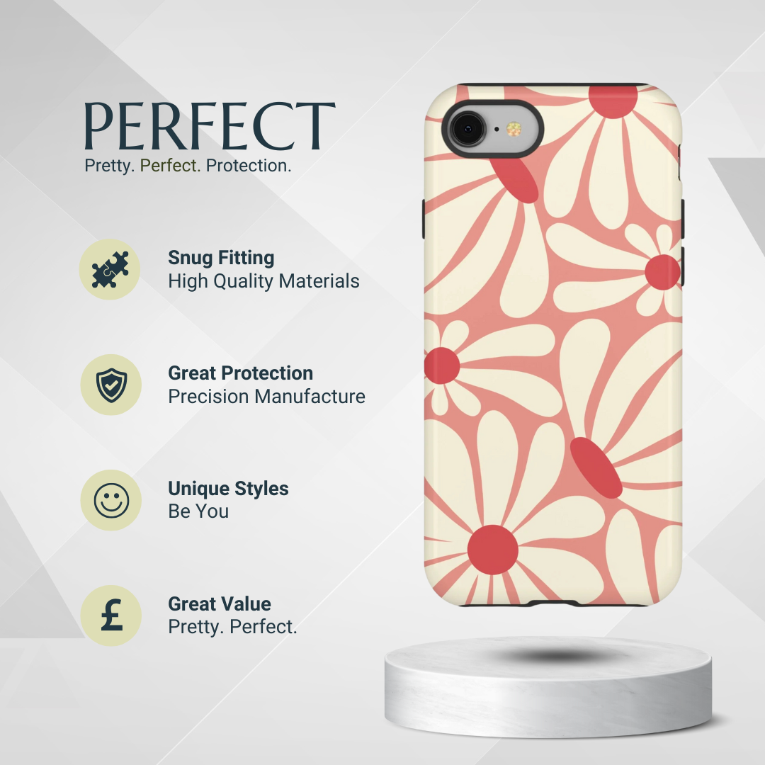 Phone Case - Cute Retro Pink Daisy Pattern Phone Case