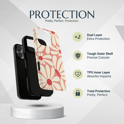 Phone Case - Cute Retro Pink Daisy Pattern Phone Case