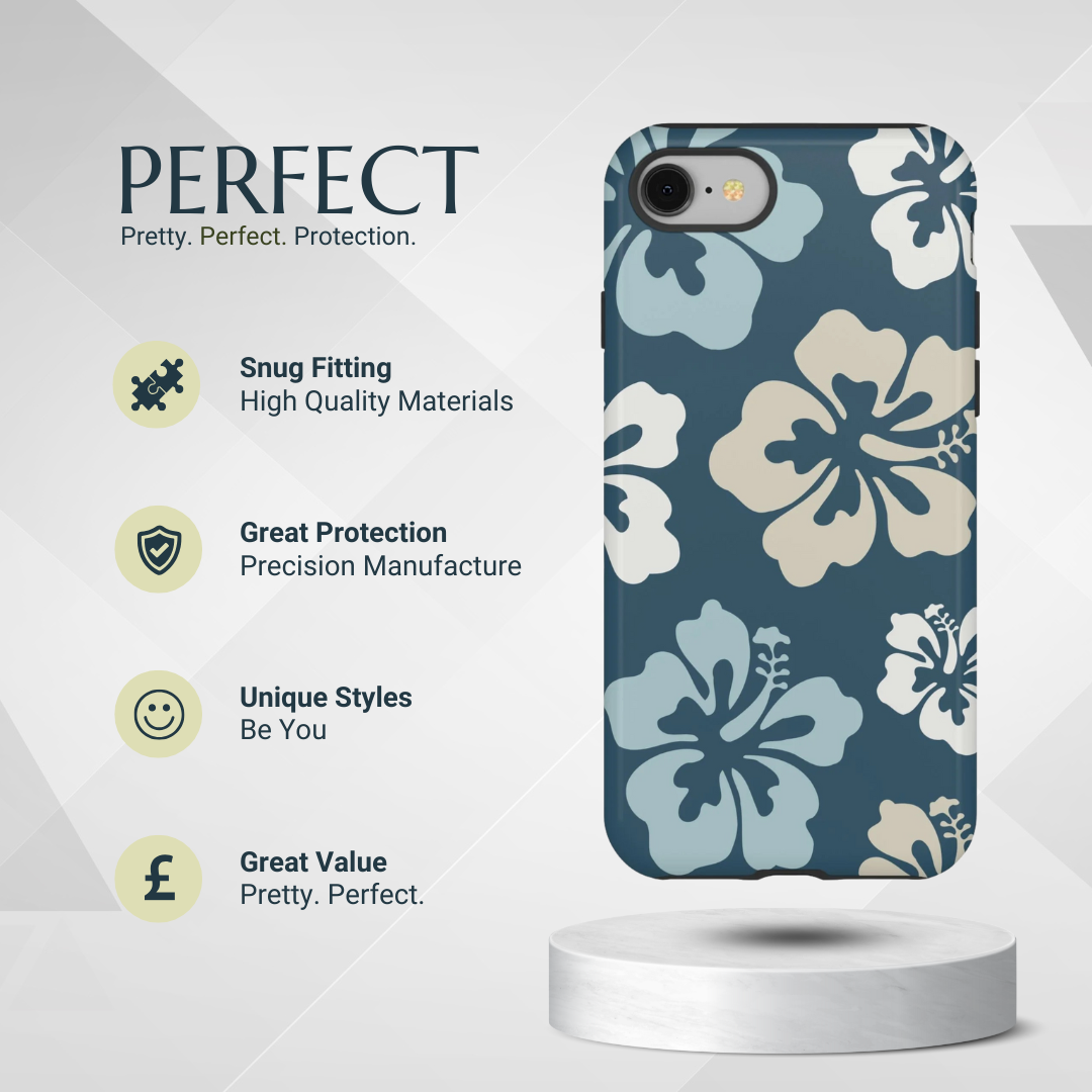 Phone Case - Blue Hibiscus Retro Pattern #1 Phone Case