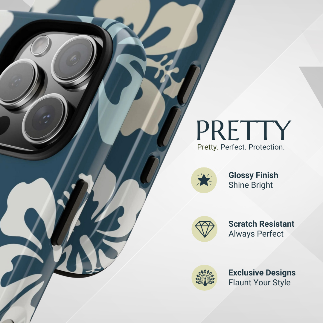 Phone Case - Blue Hibiscus Retro Pattern #1 Phone Case