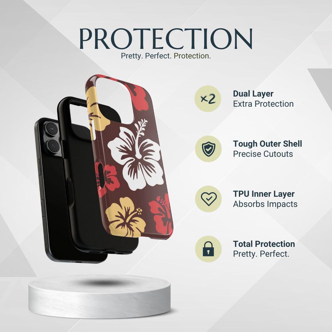 Phone Case - Brown Hibiscus Retro Pattern #2 Phone Case