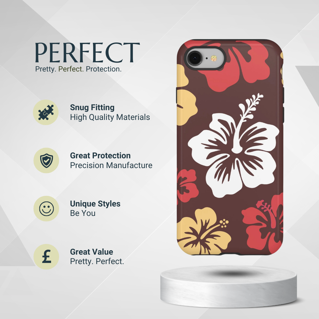 Phone Case - Brown Hibiscus Retro Pattern #2 Phone Case