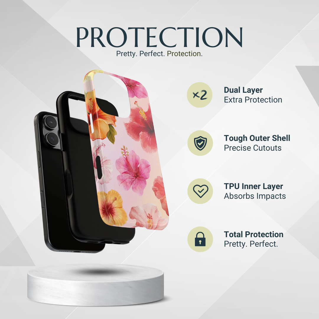 Phone Case - Cute Pink Hibiscus Pattern #2 Phone Case