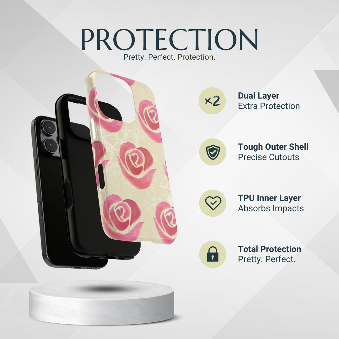 Phone Case - Cute Pink Rose Pattern Phone Case