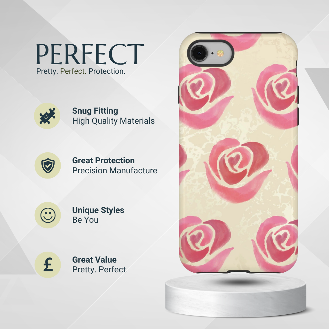Phone Case - Cute Pink Rose Pattern Phone Case