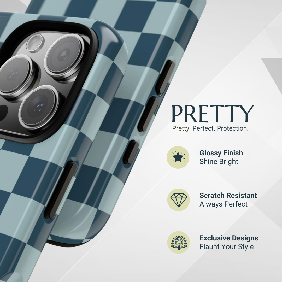 Phone Case - Blue Checked Pattern Phone Case