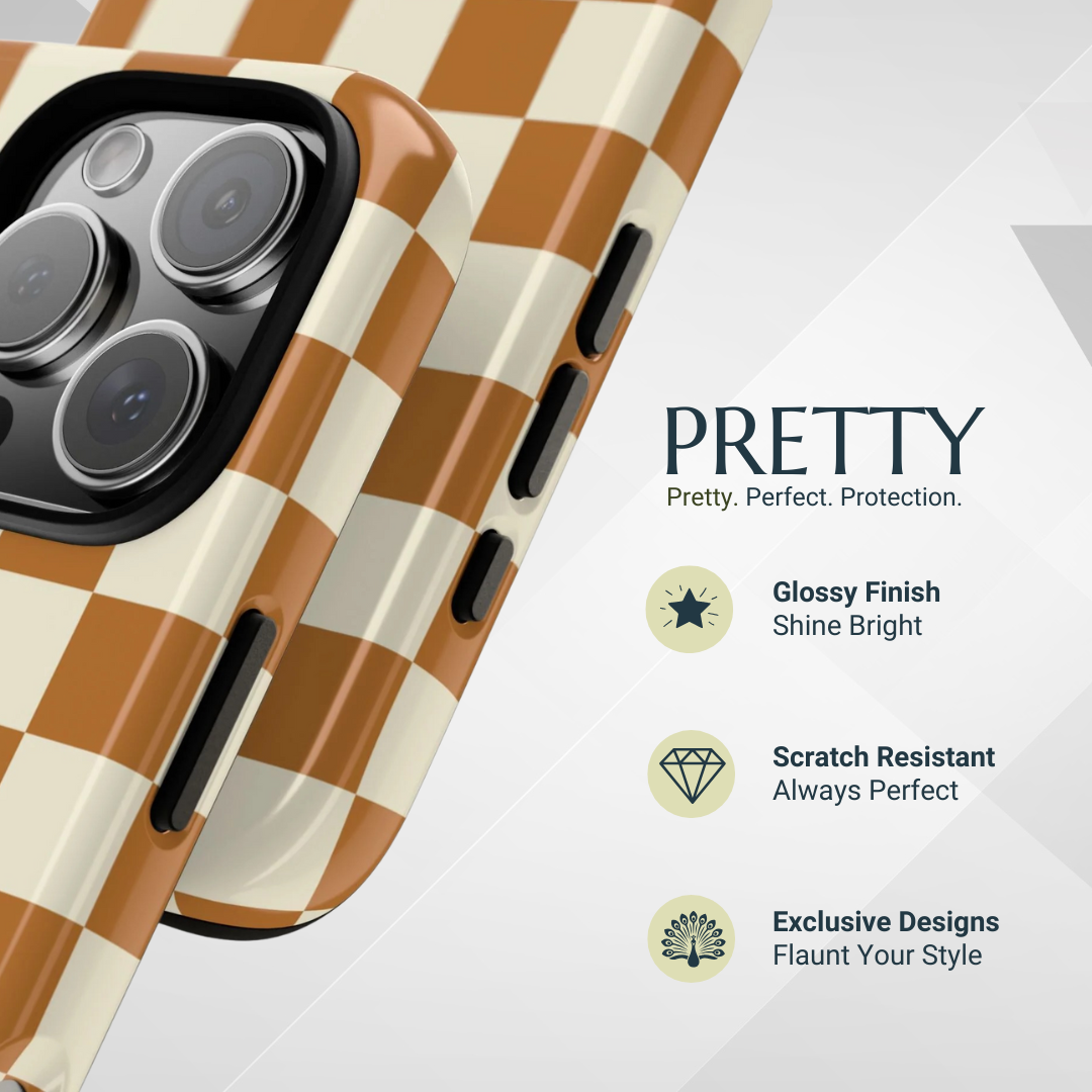 Phone Case - Orange & White Checked Pattern Phone Case