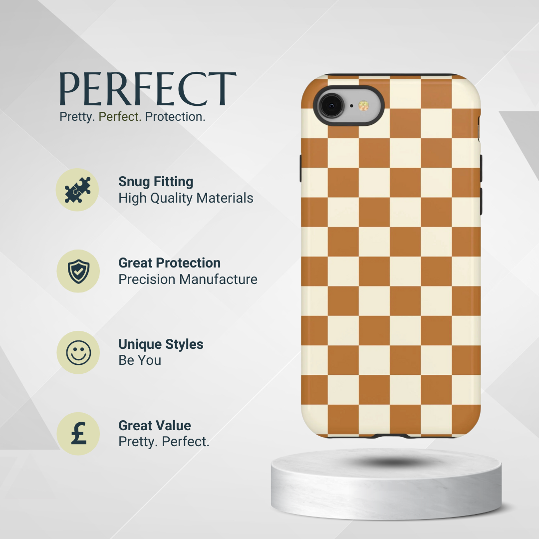 Phone Case - Orange & White Checked Pattern Phone Case