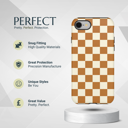 Phone Case - Orange & White Checked Pattern Phone Case