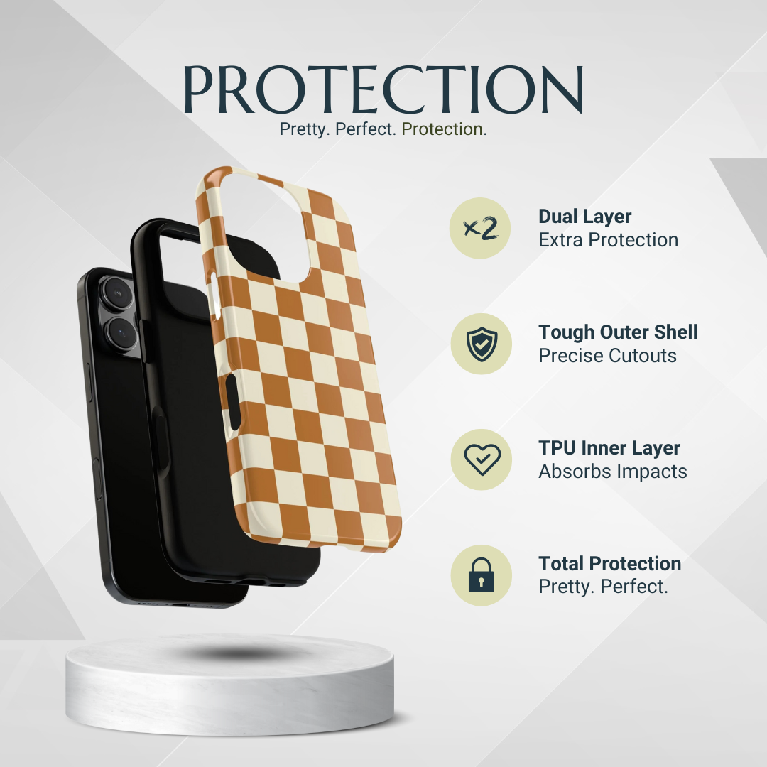 Phone Case - Orange & White Checked Pattern Phone Case