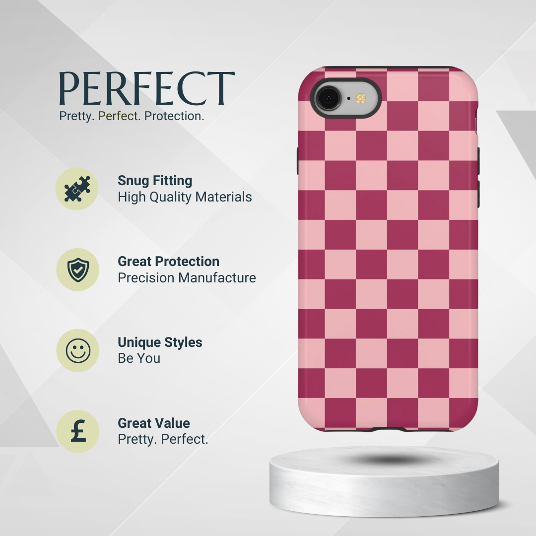 Phone Case - Pink Checked Pattern Phone Case