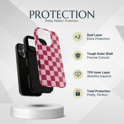 Phone Case - Pink Checked Pattern Phone Case
