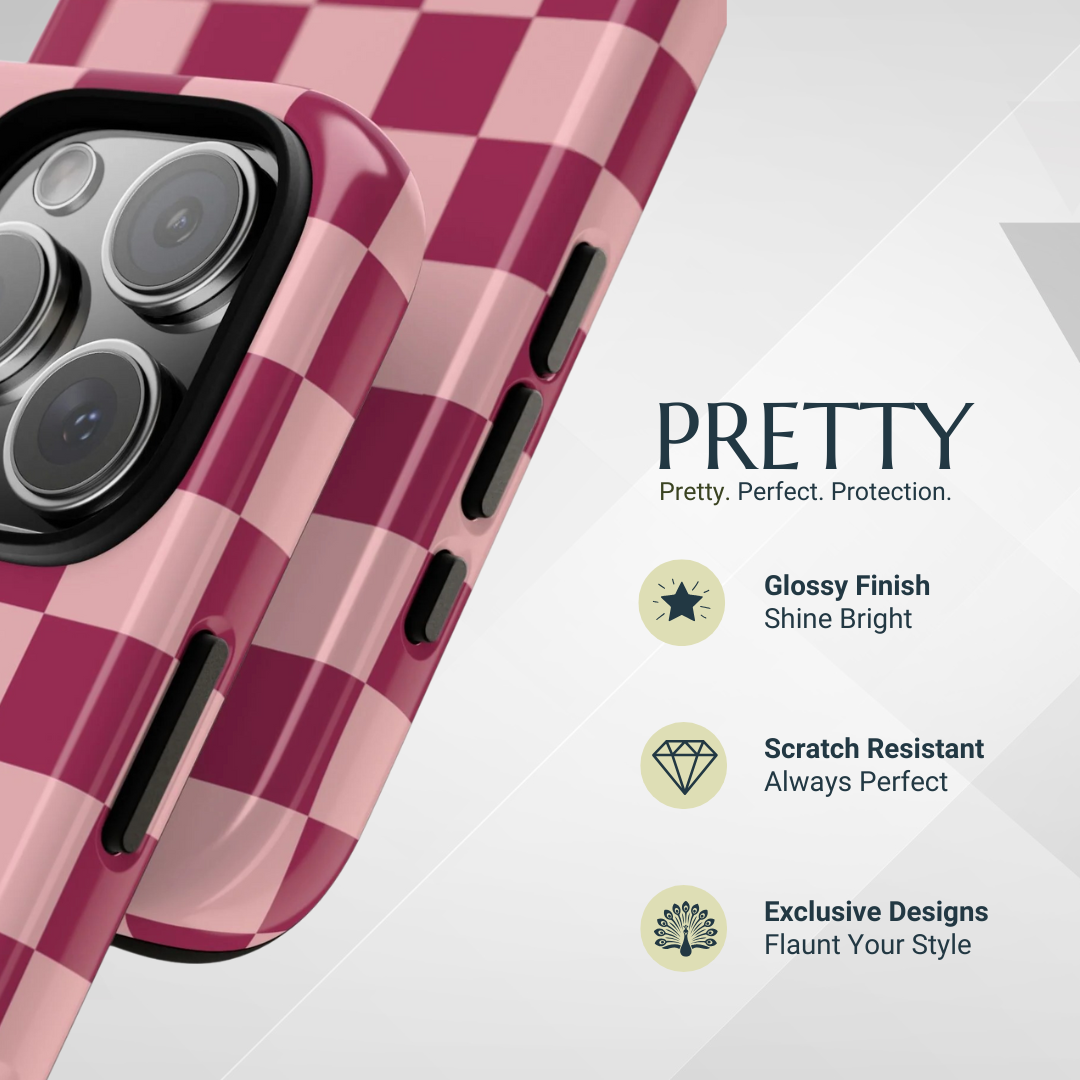 Phone Case - Pink Checked Pattern Phone Case