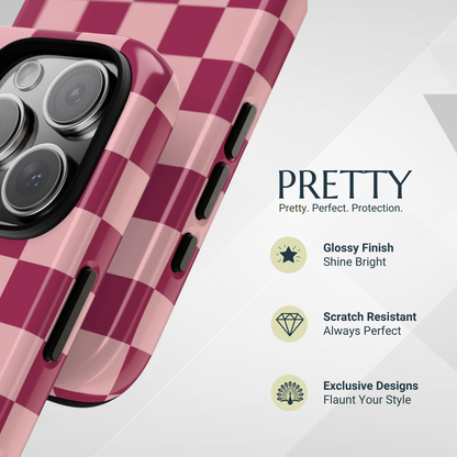 Phone Case - Pink Checked Pattern Phone Case