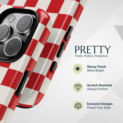 Phone Case - Red Checked Pattern Phone Case