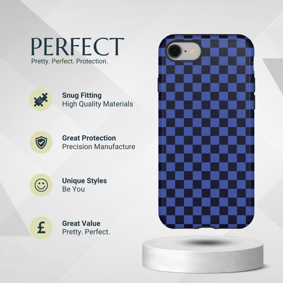 Phone Case - Bold Blue Small Checked Pattern Phone Case