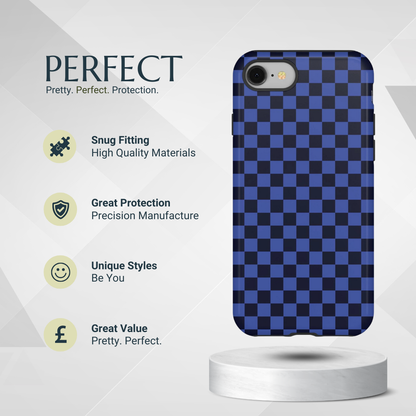 Phone Case - Bold Blue Small Checked Pattern Phone Case