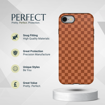 Phone Case - Bold Brown Small Checked Pattern Phone Case