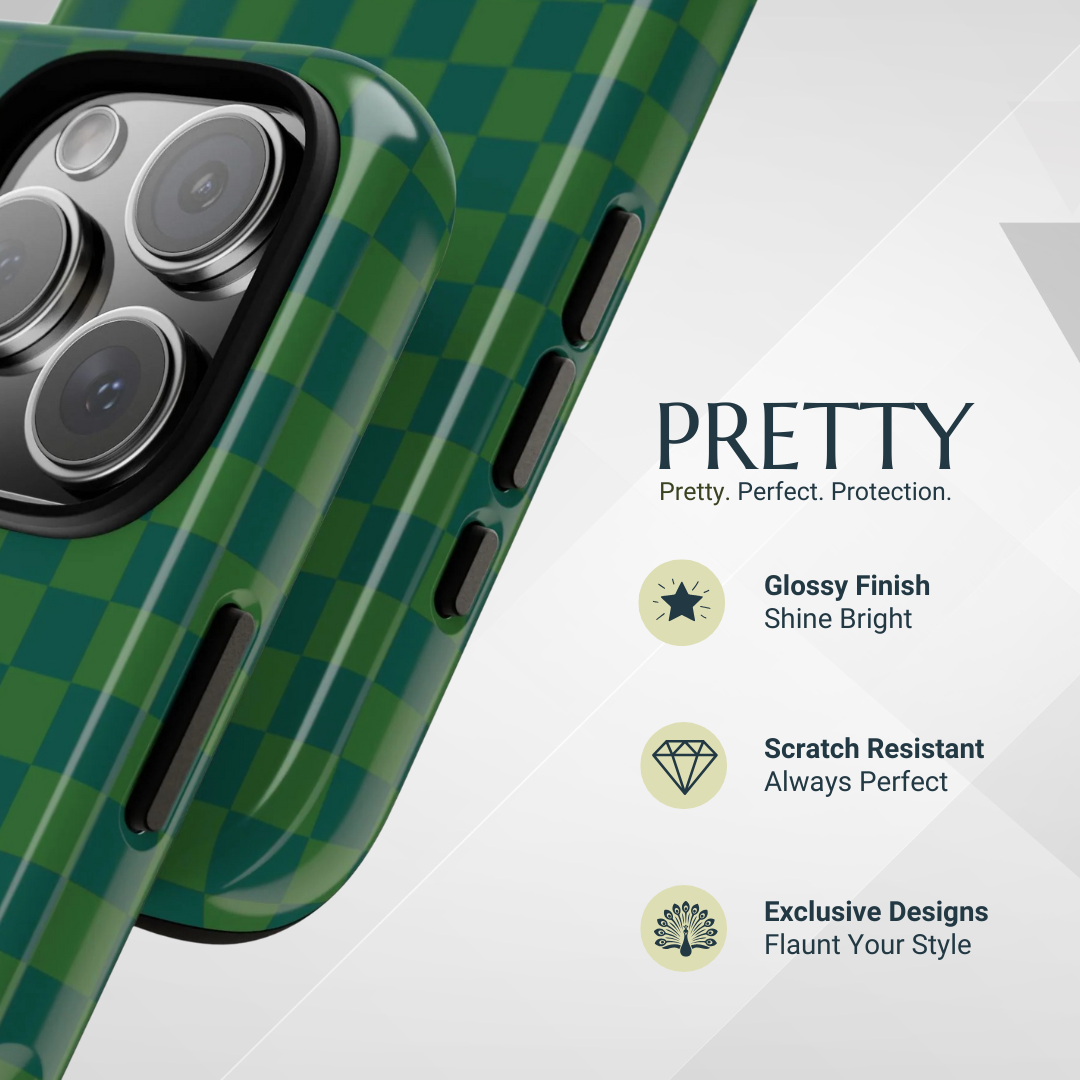 Phone Case - Bold Green Small Checked Pattern Phone Case