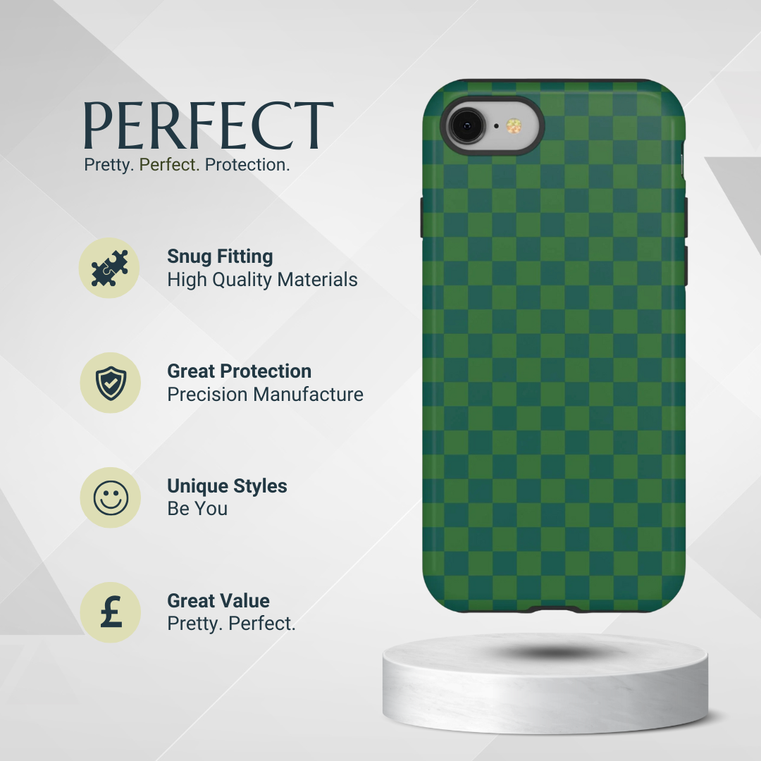 Phone Case - Bold Green Small Checked Pattern Phone Case