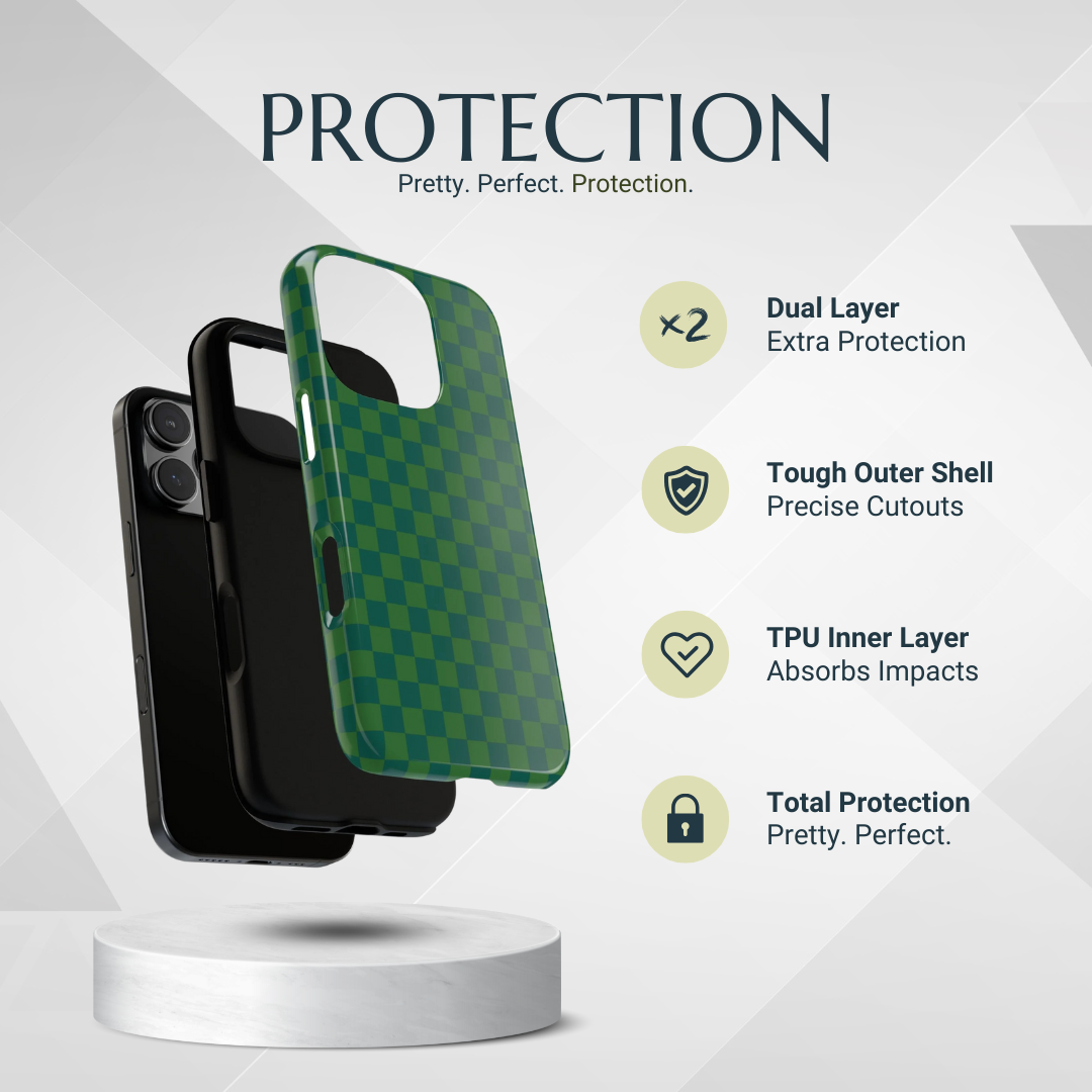 Phone Case - Bold Green Small Checked Pattern Phone Case