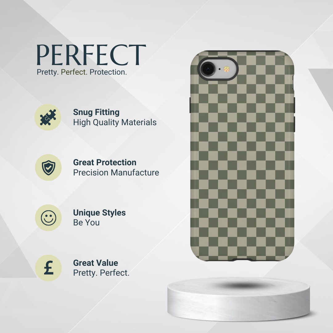 Phone Case - Bold Olive Green Checked Pattern Phone Case