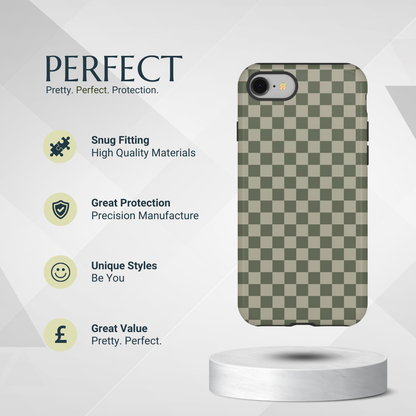 Phone Case - Bold Olive Green Checked Pattern Phone Case