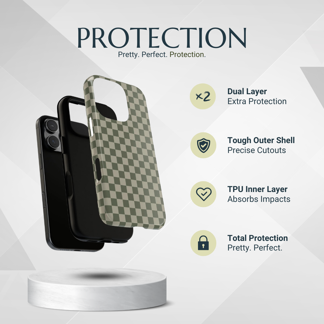 Phone Case - Bold Olive Green Checked Pattern Phone Case