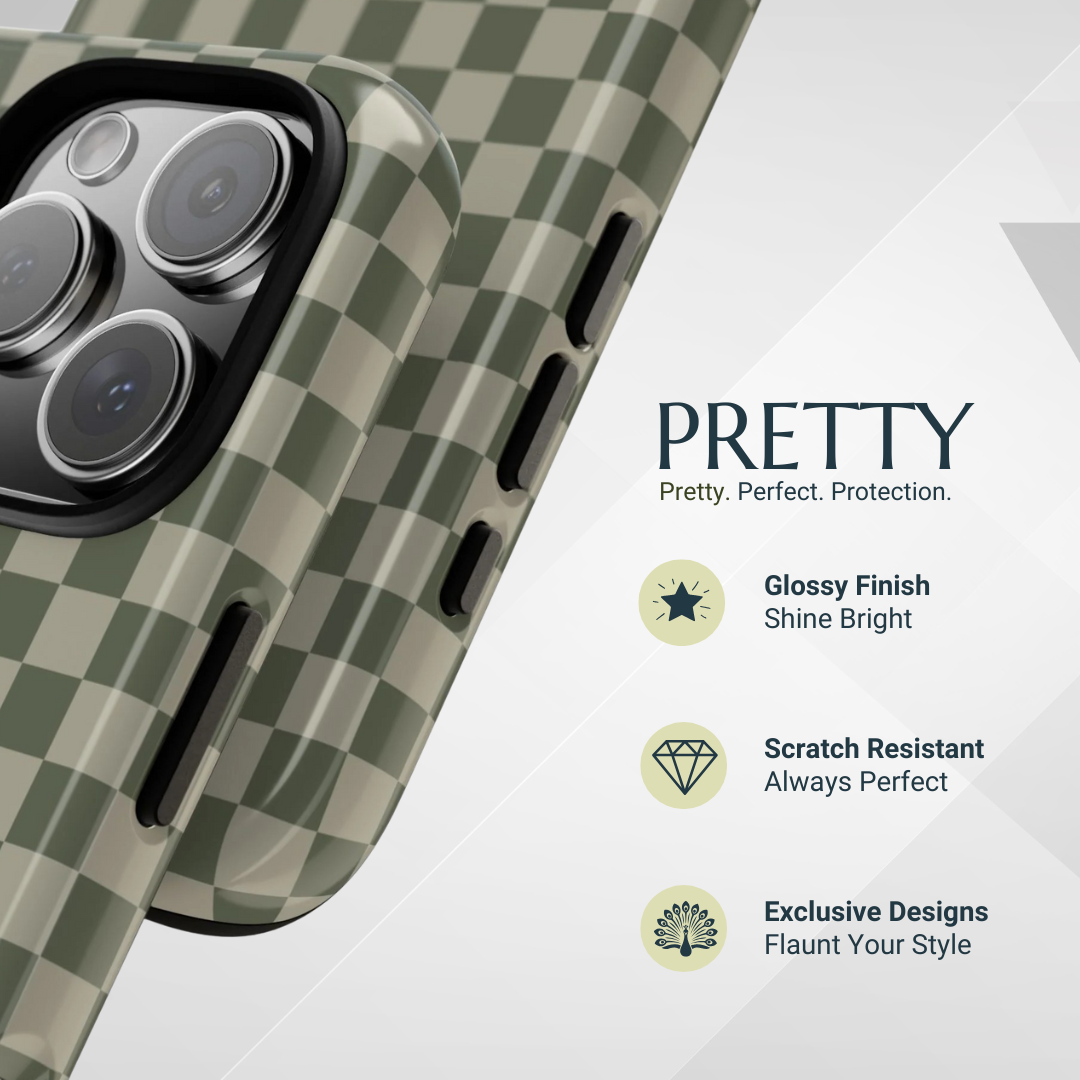 Phone Case - Bold Olive Green Checked Pattern Phone Case