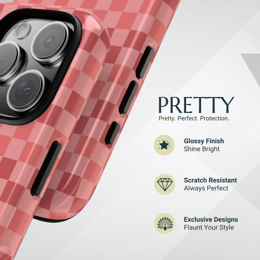 Phone Case - Bold Pink Small Checked Pattern Phone Case