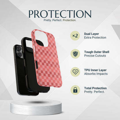 Phone Case - Bold Pink Small Checked Pattern Phone Case