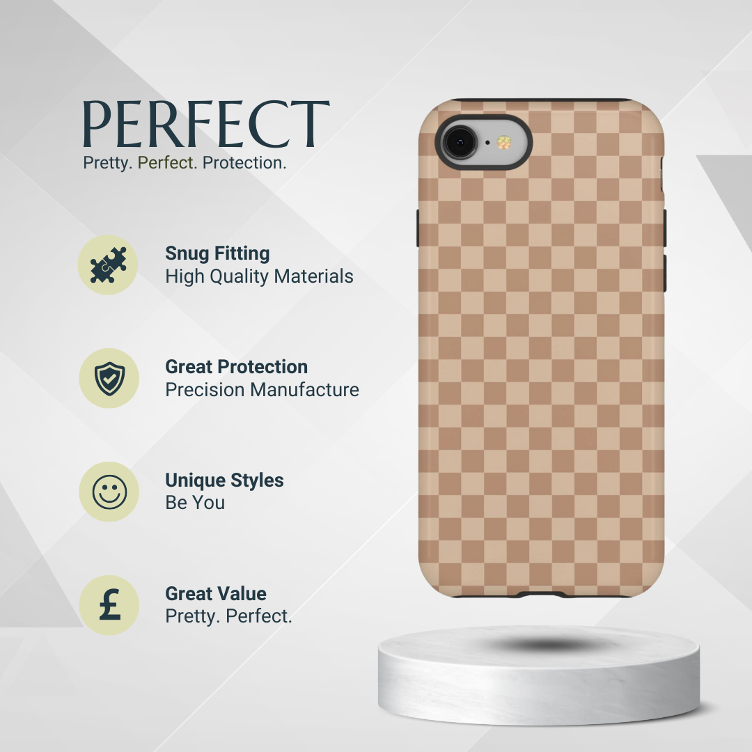 Phone Case - Bold Tan Small Checked Pattern Phone Case