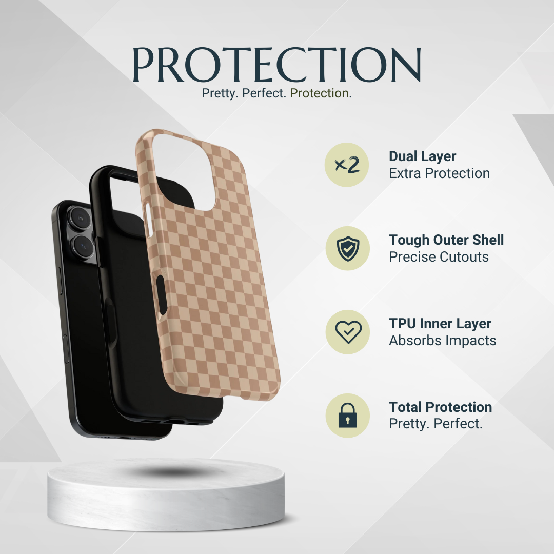 Phone Case - Bold Tan Small Checked Pattern Phone Case